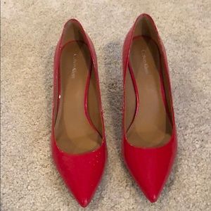 CALVIN Klein Red Pointy Pumps